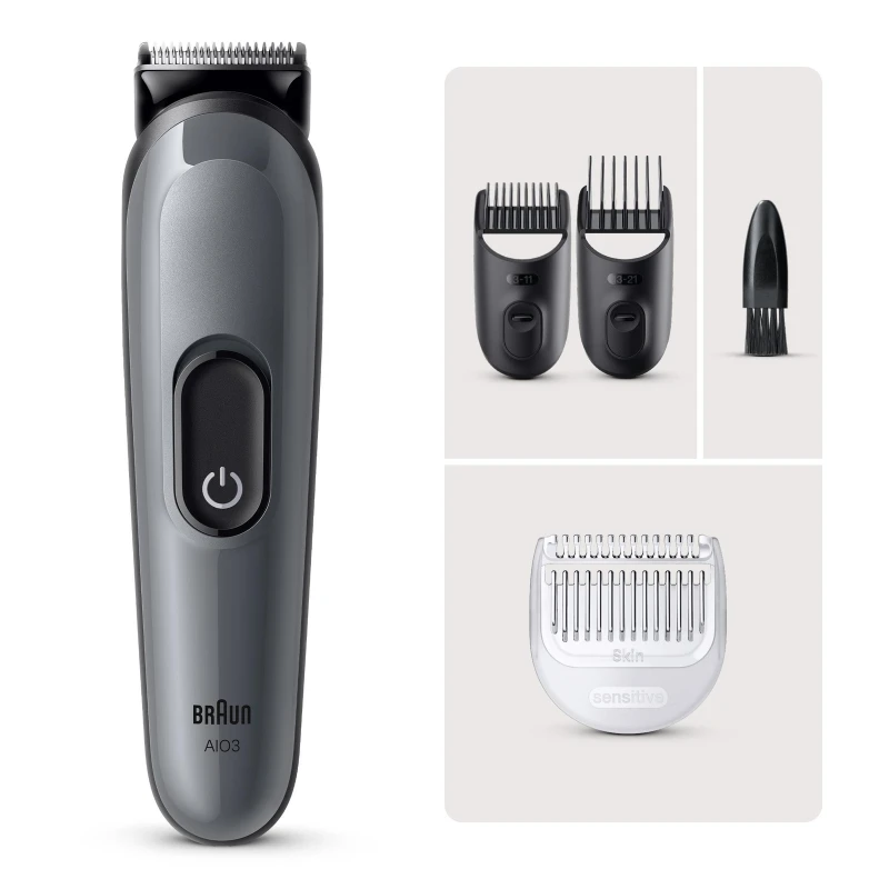 Image of BRAUN BRAAIO3500 All-in-One Trimmer Kit - Grey, Silver/Grey 8700216429689