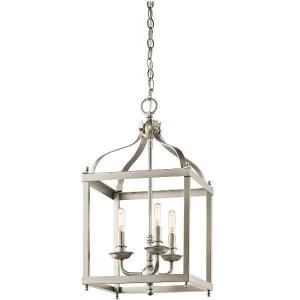Image of 3 Light Medium Ceiling Pendant Brushed Nickel, E14