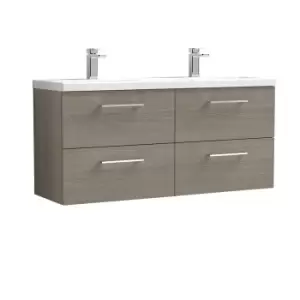 Image of Nuie Arno 1200mm Wall Hung 4 Drawer Vanity & Double Ceramic Basin Solace Oak