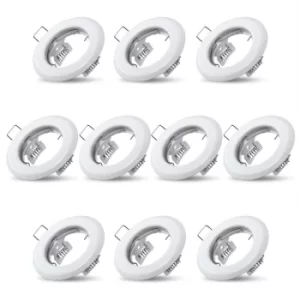 Image of Recessed Light Frames 10x LED Ceiling Spotlights Stainless Steel GU10 Set Holder 10Pcs Set White