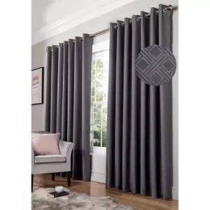 Image of Essential Living Amond Eyelet Ring Top Curtains Charcoal 117cm x 137cm