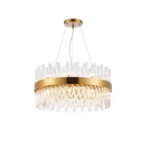 Image of Lysander 18 Light G9, Ceiling Pendant Round, Brass, Clear Item Weight: 16.81kg