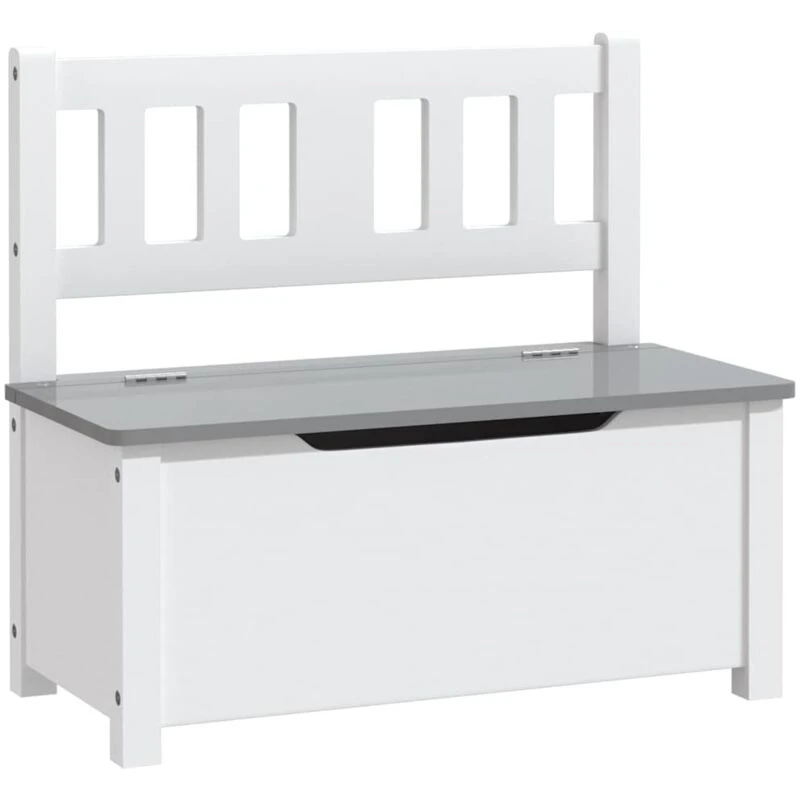 Image of VIDAXL Children Storage Bench White and Grey 60x30x55cm MDF vidaXL 8720286669471