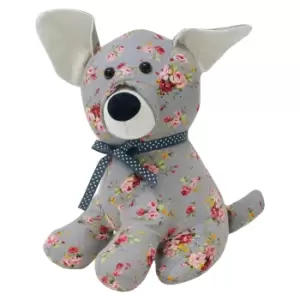 Image of Floral Dog Novelty Door Stop Grey