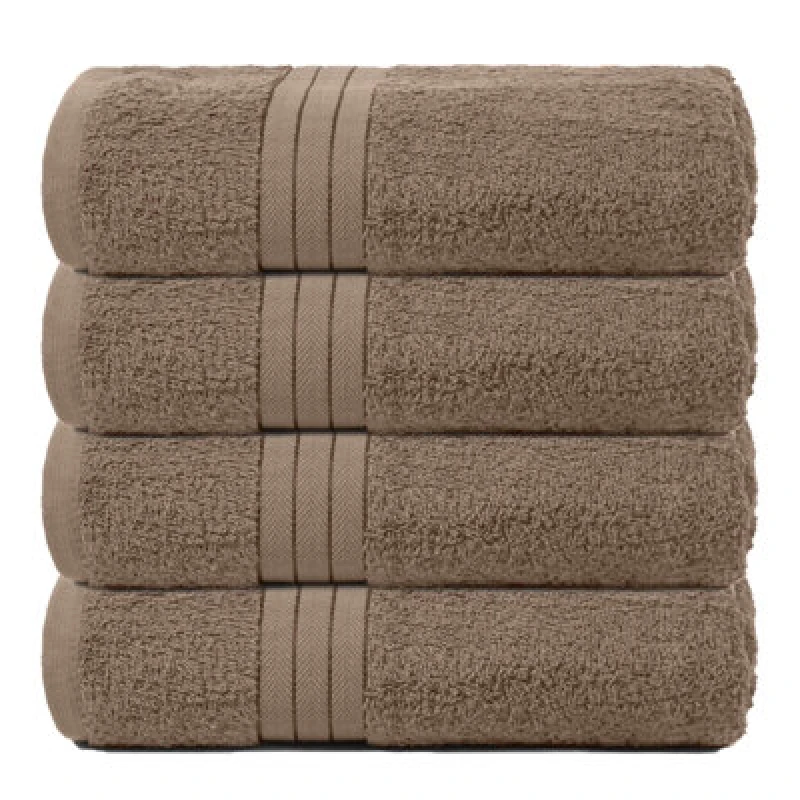 Image of OHS OHS 4 Pack of 100% Cotton Bathroom Bath Towel in Light Beige Light Beige Bath Towel Unisex 5027434202904