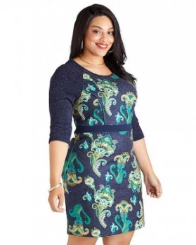 Image of Yumi Curves Bright Paisley Bodycon Dress