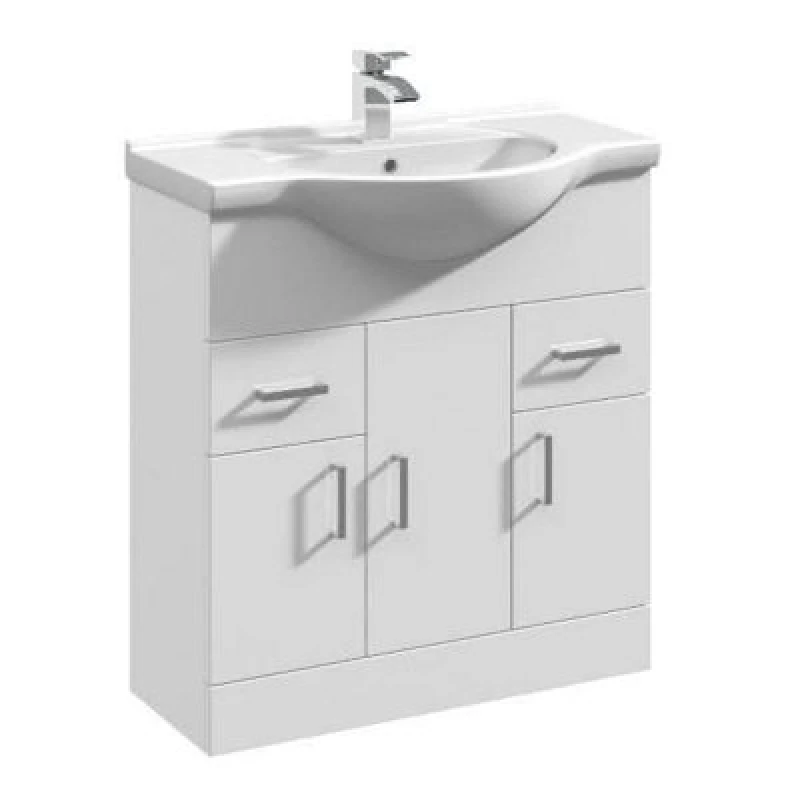Image of nuie 750mm Floor Standing Cabinet & Round Basin - Gloss White VTY750