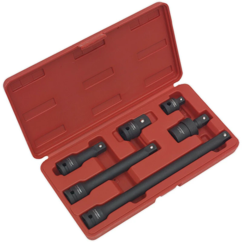 Image of Loops 6 Piece Impact Adaptor & Extension Bar Set - 1/2" Sq Drive - Universal Joint Multi