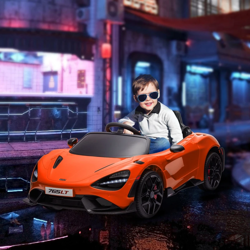 Image of AIYAPLAY Orange McLaren 765LT Licensed 12V Kids Ride on Car w/ MP3 Music - Orange TJ Hughes 5061025035106