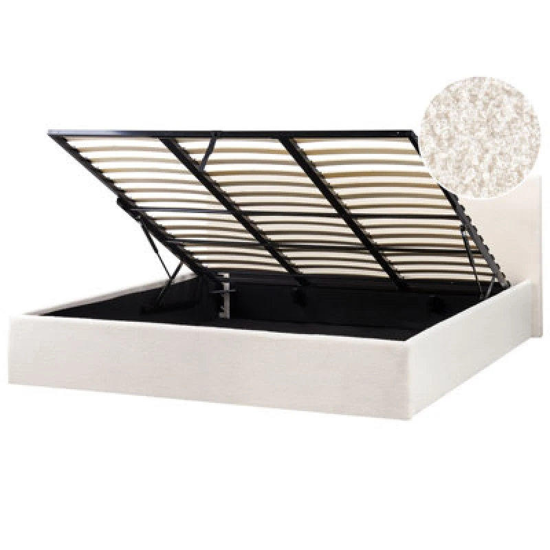 Image of Beliani Ottoman Bed Boucle Orbey 180 X 200 Cm (Eu Super King) Off-White