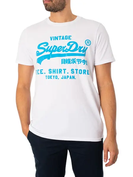 Image of Superdry Neon Vintage Logo T-Shirt Optic L