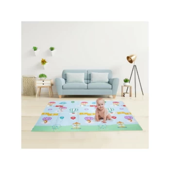 Image of Fantasy Fields Large Baby Crawling Mat Play Mat Soft Foam Reversible Portable Crawl Mat Hot Air Balloon Themed PS-PM002 - Blue/Grey