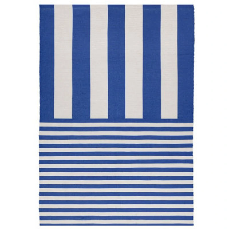 Image of Furn. Deck Stripe Printed Indoor/Outdoor Rug White/Blue 120 X 170Cm, White 5.03E+12