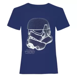 Image of Star Wars Boys Stormtrooper Wireframe T-Shirt (5-6 Years) (Navy)