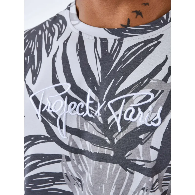 Image of Project X Paris All over palm leaves T-Shirt Project X Paris Gris Male S 2310071_GY2