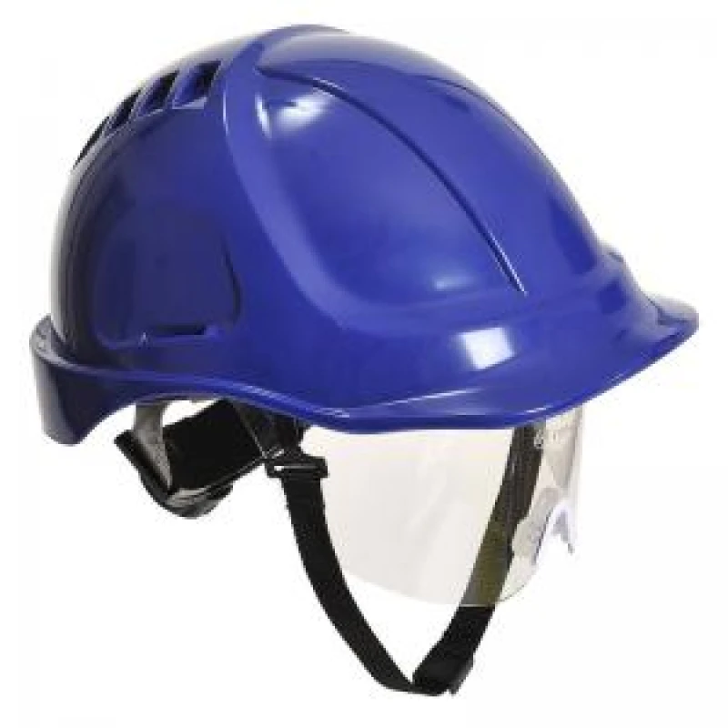 Image of Portwest Endurance Plus Safety Helmet and Visor PW54RBR Colour: Royal Blue