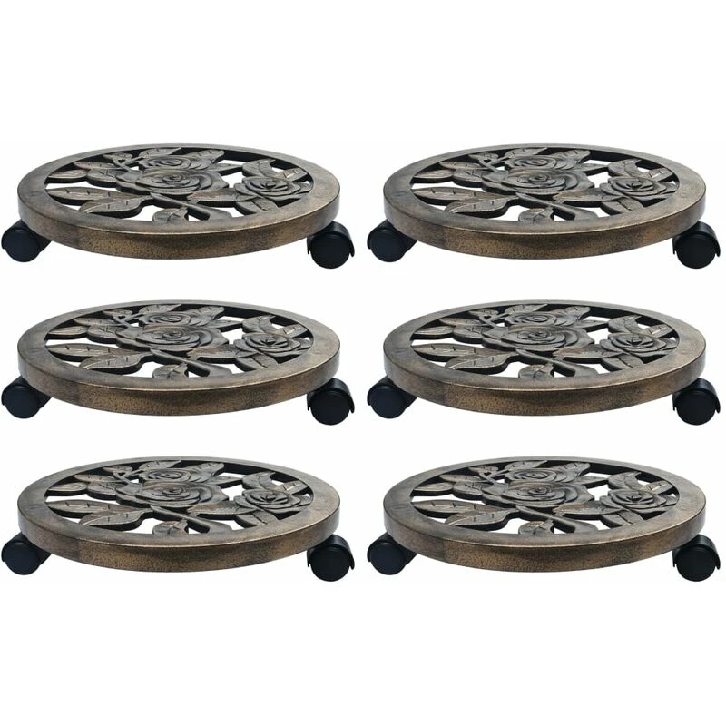 Image of VIDAXL Plant Trolleys 6 pcs Bronze 38cm Plastic Vidaxl 48229