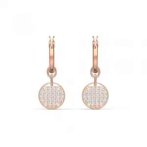 Image of Swarovski Ginger Rose Gold Tone Plated White Crystal Mini Hoop...