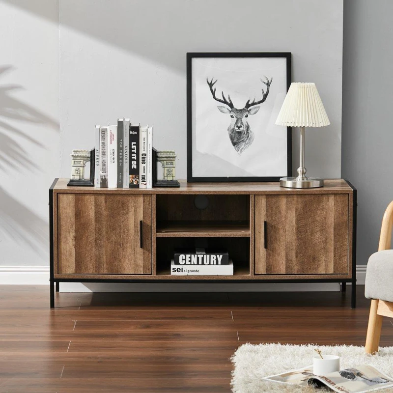 Image of Kabinet UK Rustic Metal Frame TV Stand Brown unisex One size
