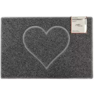 Image of Heart Small Embossed Doormat in Grey - size Small (60*40cm) - color Grey - Grey