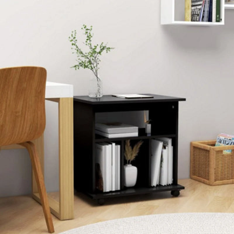 Image of VIDAXL Rolling Cabinet Black 60x45x60cm Engineered Wood Vidaxl 8720286610152