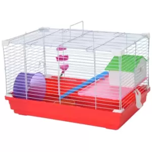 Image of PawHut Hamster Travel Cage Box w/ Double Layers and Accessories - Red