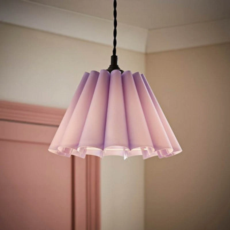 Image of ValueLights Lauren Fabric Pleated Scallop Edge Tapered Ceiling Floor Table Lamp Shade Lilac