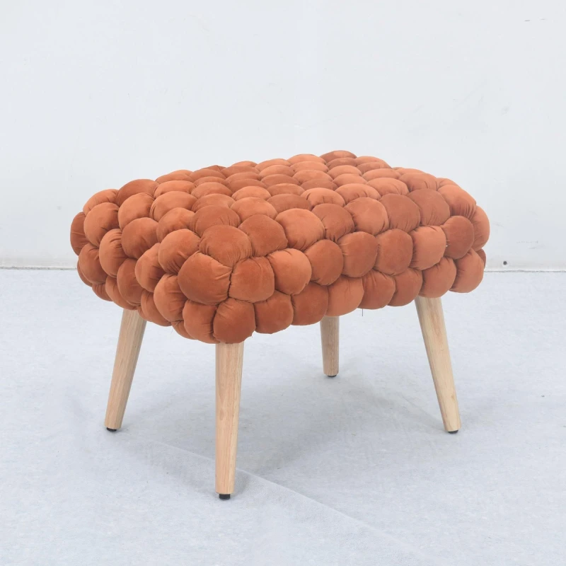 Image of Artemis Home Cushla Bubbly Velvet Small Footstool in Orange Orange Unisex