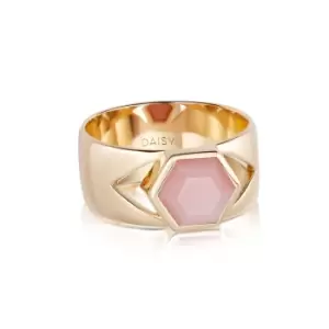 Image of Rings 18ct Gold Plate Beloved Bold Pink Opal Band Ring 18ct Gold Plate