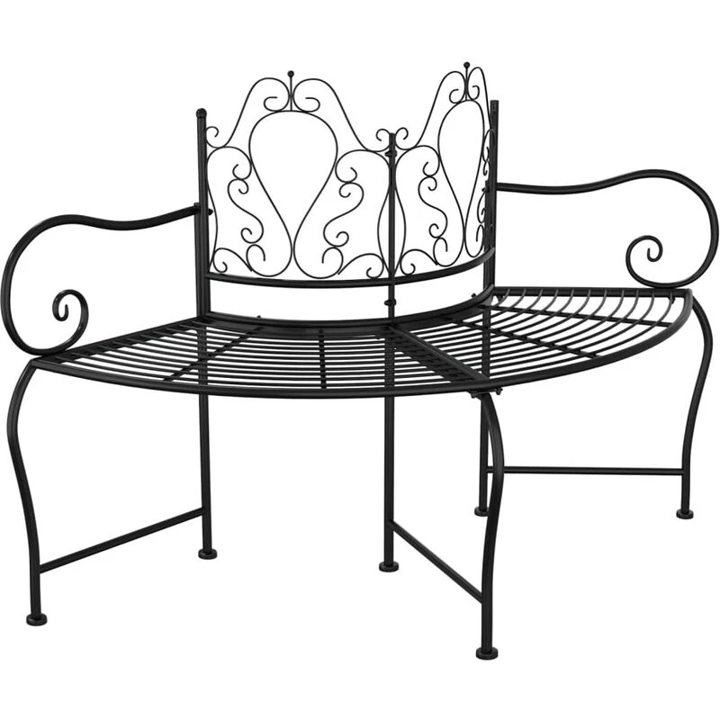 Image of VIDAXL Tree Bench 150cm Black Steel vidaXL 8720286837924