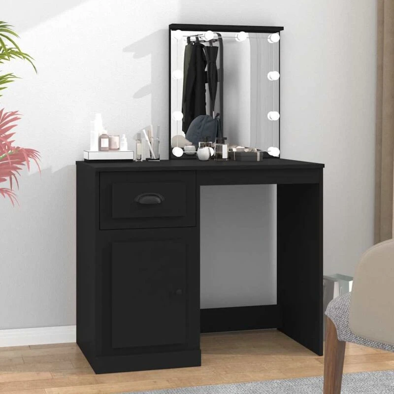 Image of VIDAXL Dressing Table with LED Black 90x50x132.5cm Engineered Wood Vidaxl 8720845794118