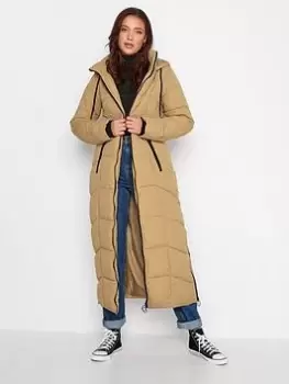 Image of Long Tall Sally Longline Padded Coat - Stone, Natural, Size 16, Women