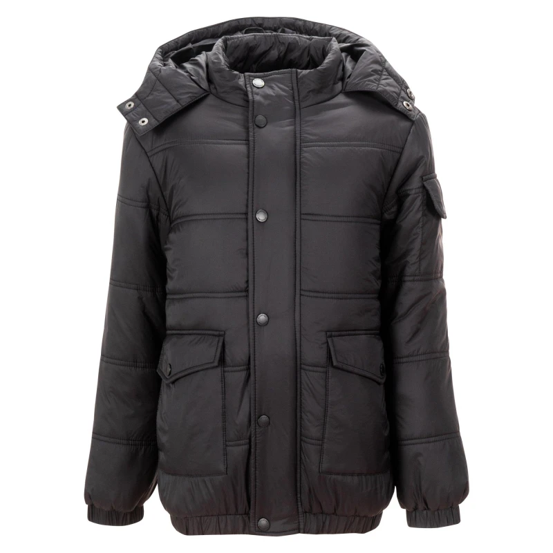 Image of Firetrap Kids Faux Fur Trimmed Short Puffer Jacket Black male 9-10 Years