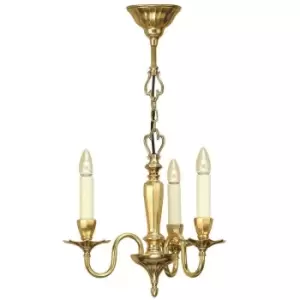 Image of Luxury Hanging Ceiling Pendant Light Traditional 3 Lamp Solid Brass Chandelier