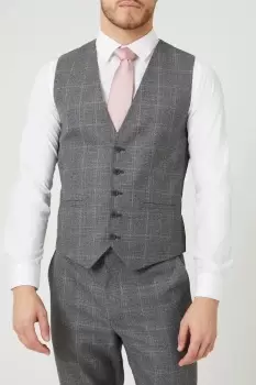 Image of Slim Fit Charcoal Herringbone Waistcoat