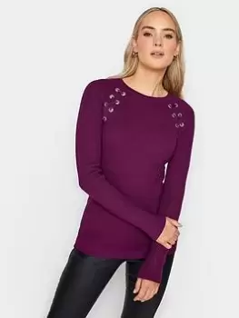 Image of Long Tall Sally Plum Eyelet Jumper, Purple, Size 22-24, Women