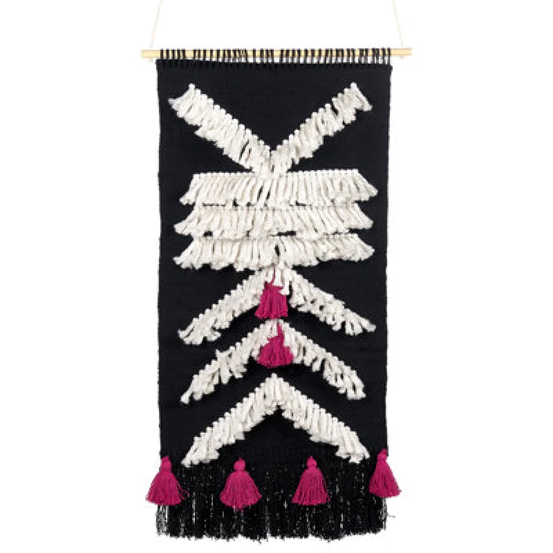 Image of Beliani Fabric Wall Hanging Pakpattan Cotton 123cm Black