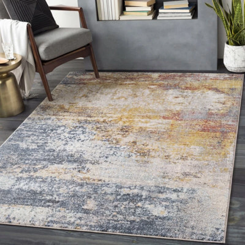 Image of Livabliss Abstract Modern Marble Light Grey Valerie Area Rug 140 X 200 Cm - Easy Care, Non Shedding, Ideal For Living Room & Bedroom