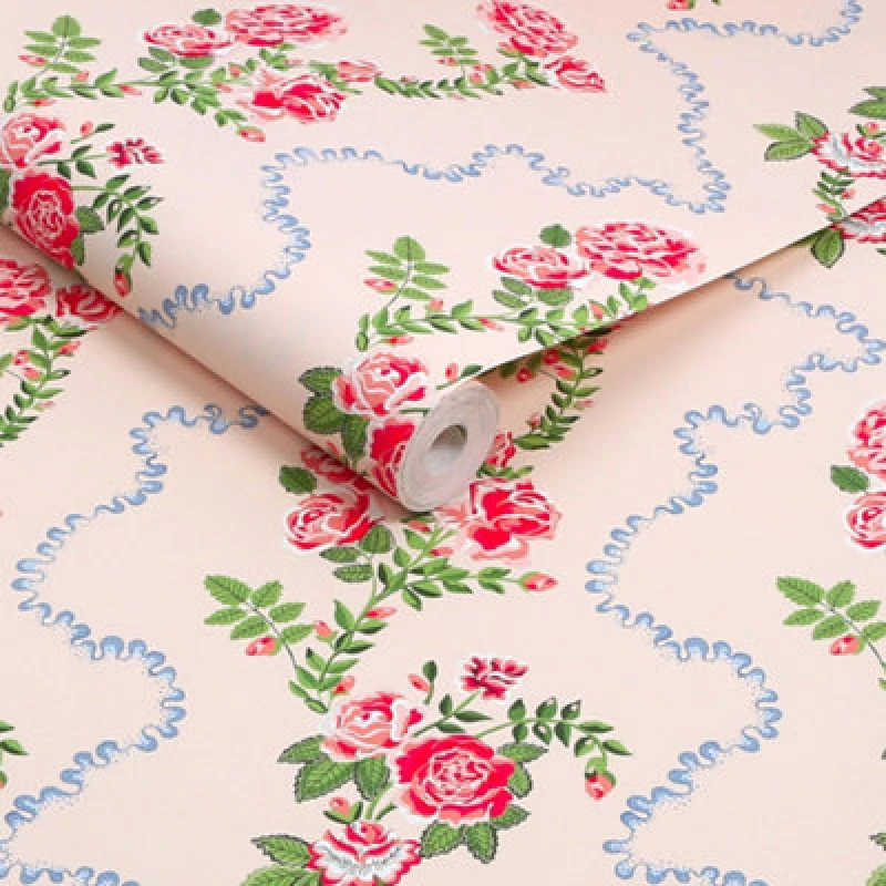 Image of Cath Kidston Rose Flutter Pink Wallpaper