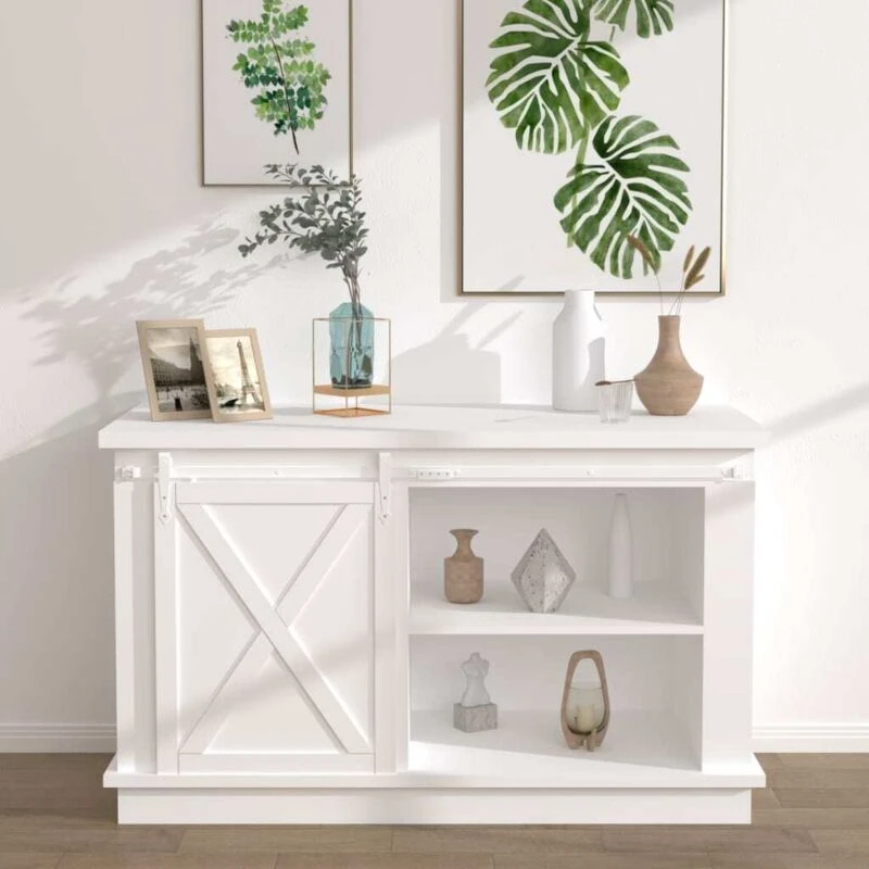 Image of VIDAXL Mini Sliding Cabinet Door Kit Carbon Steel White 122cm vidaXL 8720286854327