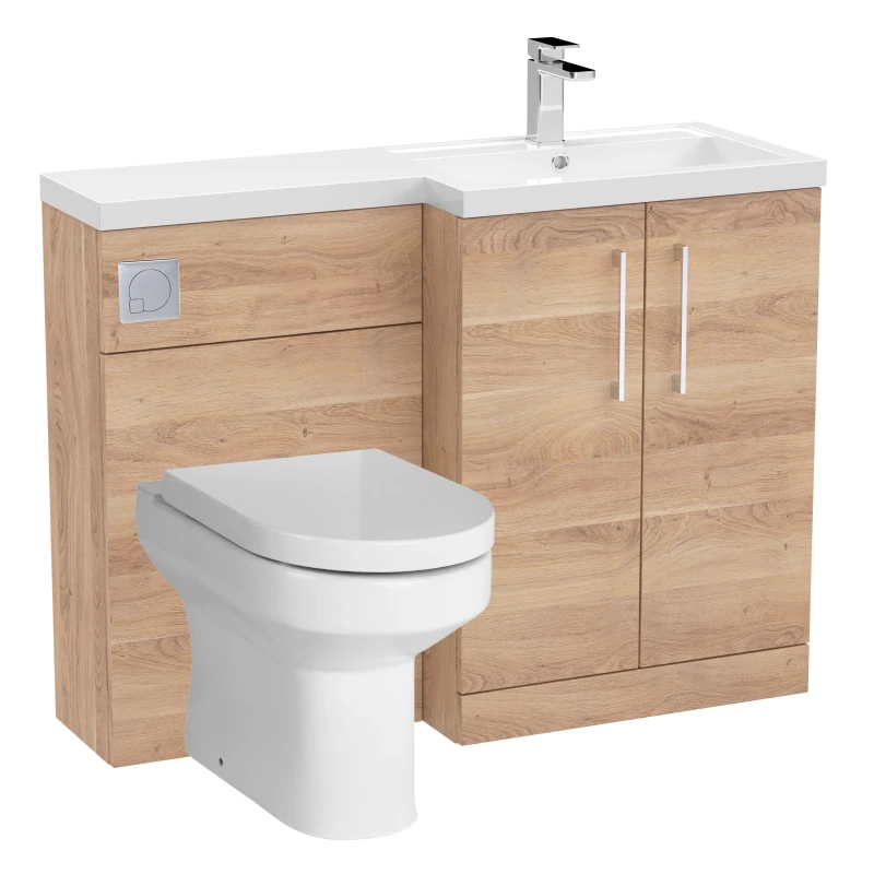 Image of Balterley Floor Standing Vanity Basin WC Unit PanSeat Cistern Right Hand Brown