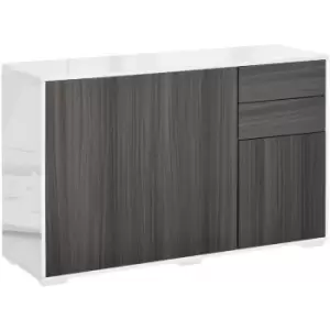 Image of Homcom - 2 Drawer 2 Cupboard Freestanding Storage Cabinet Home Organisation White & Grey
