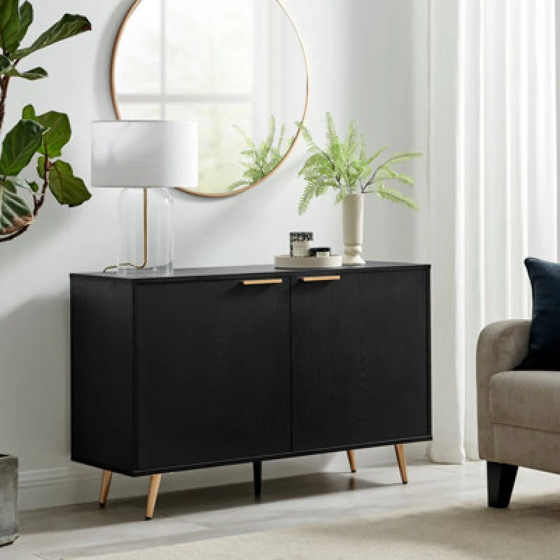 Image of FurnitureboxUK FurnitureboxUK Ivala Black & Copper Effect Sideboard Size: Medium Black Medium Unisex 5060661188061