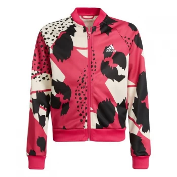 Image of adidas AEROREADY Animal Print Warm-Up Zip-Pocket Regular - Wonder White / Team Real Magen