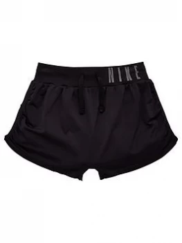 Image of Nike Older Girls Seamless Reversible Training Shorts - Black