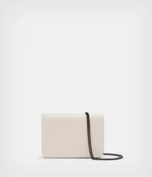 Image of AllSaints Womens Honore Leather Cardholder, Salt Lake White