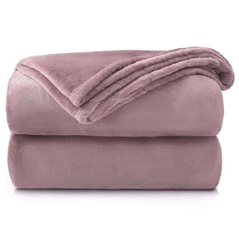 Image of Velosso Soft Touch Luxurious Faux Mink Throw Blanket - Perfect For Bed - Sleek Decor, Minimalist Soft Weave - 150Cm X 200Cm, Mauve