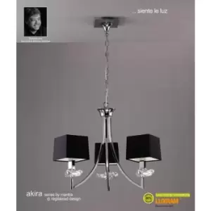 Image of Akira pendant lamp 3 E14 bulbs, polished chrome with Black lampshades