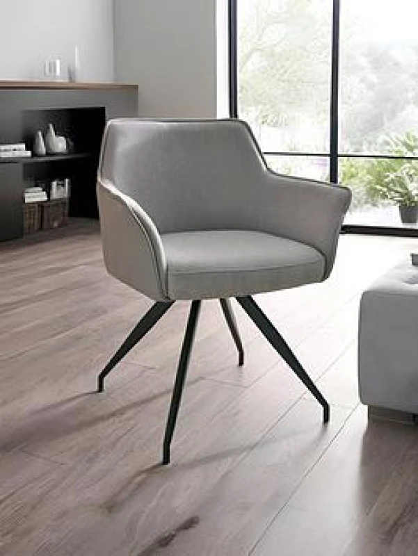 Image of SO'HOME Jonah Chenille & Faux Leather Upholstered Carver Dining Chair linen ONE SIZE