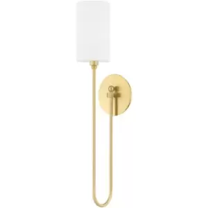 Image of Harlem 1 Light Wall Sconce Brass, Linen, 2500K